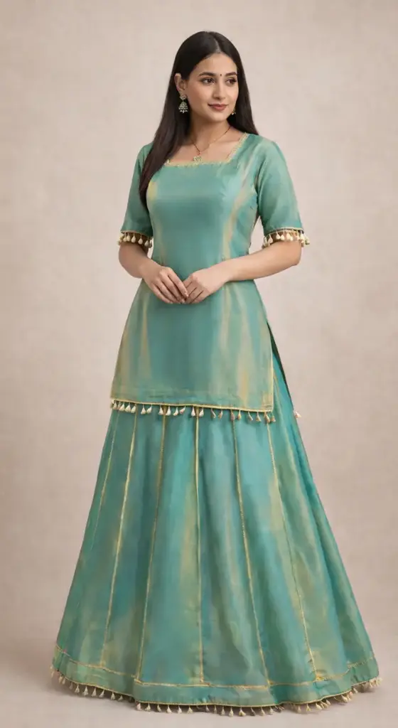 Northline Pure Fandy Silk Kurti & Lehenga Suit Set | Elegant Indian Festive Wear for Women