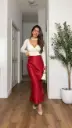 Flared High Waist Satin Midi Skirt For Women