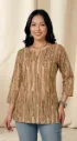 Northline Earthy Tones Shibori Print Tunic – Casual V-Neck Short Kurti for Women