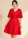 Scarlet Grace Flutter Sleeve Knee Length Dress