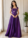 Northline Plum Purple Embroidered Party Wear Gown