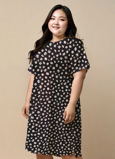 [NC10037] Northline Daisy Print Plus Size Midi Dress