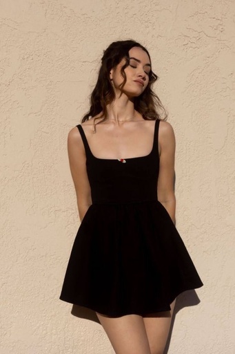 [NC10087] Northline Women's Black Flare Mini Dress