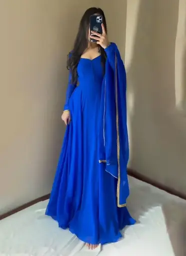 [[NC10095] Royal Blue Anarkali Pant Suit for Women