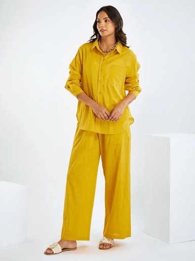 [NC10075] Northline Mustard Yellow Cotton Blend Co-Ord Set