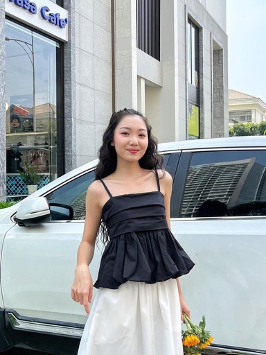 [NC10064] Northline Black Cotton BabyDoll Strap Top