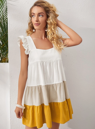 [NC877] Northline Colorblock Butterfly Sleeve Dress