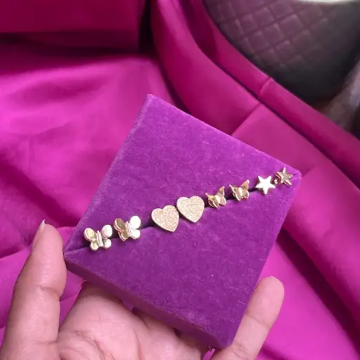 Northline Minimal 4 Stud Earring Combo In Gold Color for Daily Wear (N-MINIMAL3)